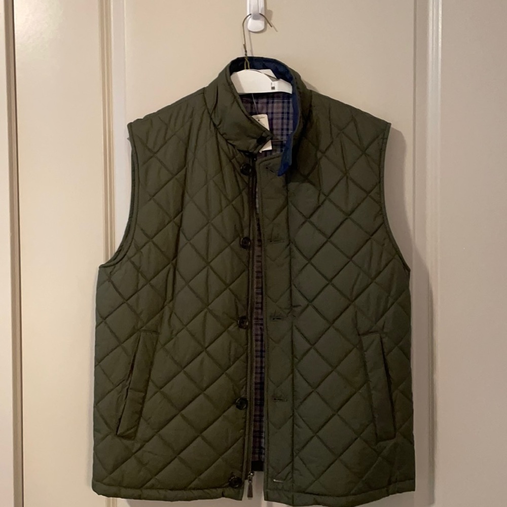 Brooks Brothers Olive Green Quilted Vest NWT